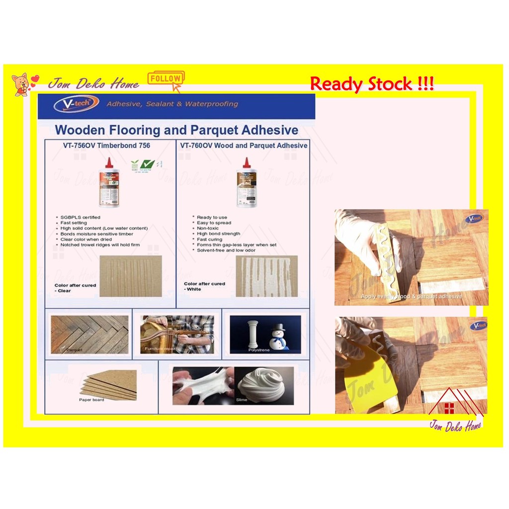 Wood and Parquet Adhesive 500g Glue Parquet VT 760 Gam Putih utk Kayu ...