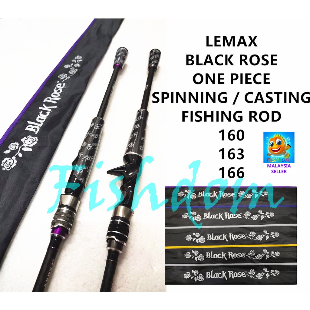FISHDOM LEMAX BLACK ROSE ONE PIECE SPINNING / CASTING FISHING ROD 160 163  166