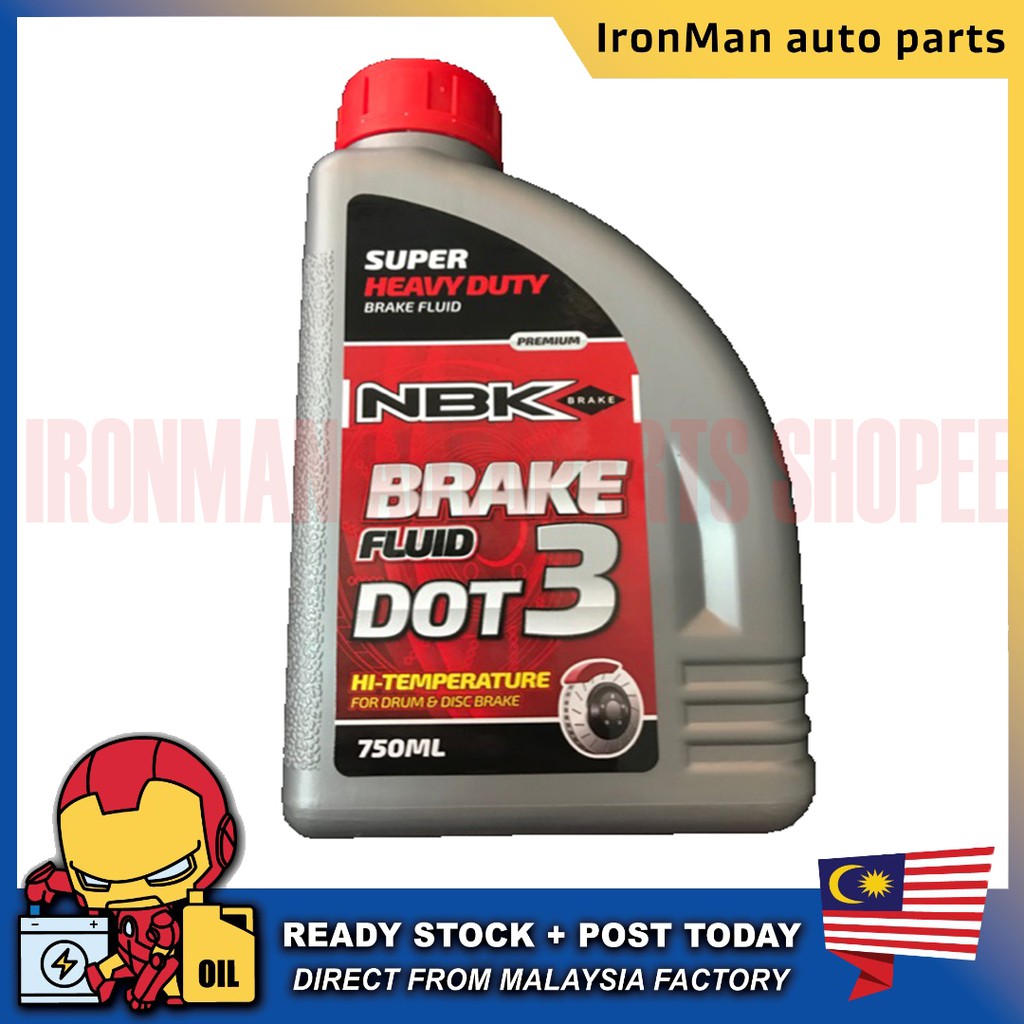 PREMIUM NBK DOT 3 Brake Fluid 750ml (For Drums & Disc Brakes) Shopee