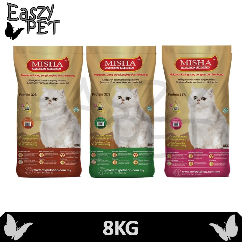 Misha Cat Dry Food 8KG (Chicken & Tuna /Ocean Fish /Seafood) Cat Food