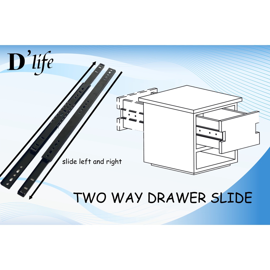 DLife Two section 27mm drawer rails keyboard slides Small two section 