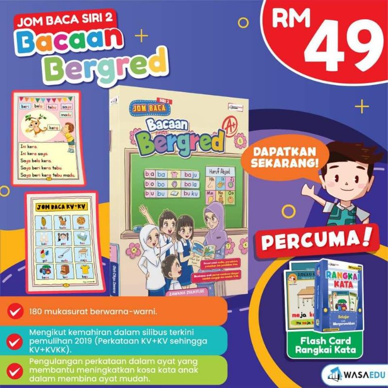 BUKU LATIHAN MEMBACA BACAAN BERGRED | Shopee Malaysia