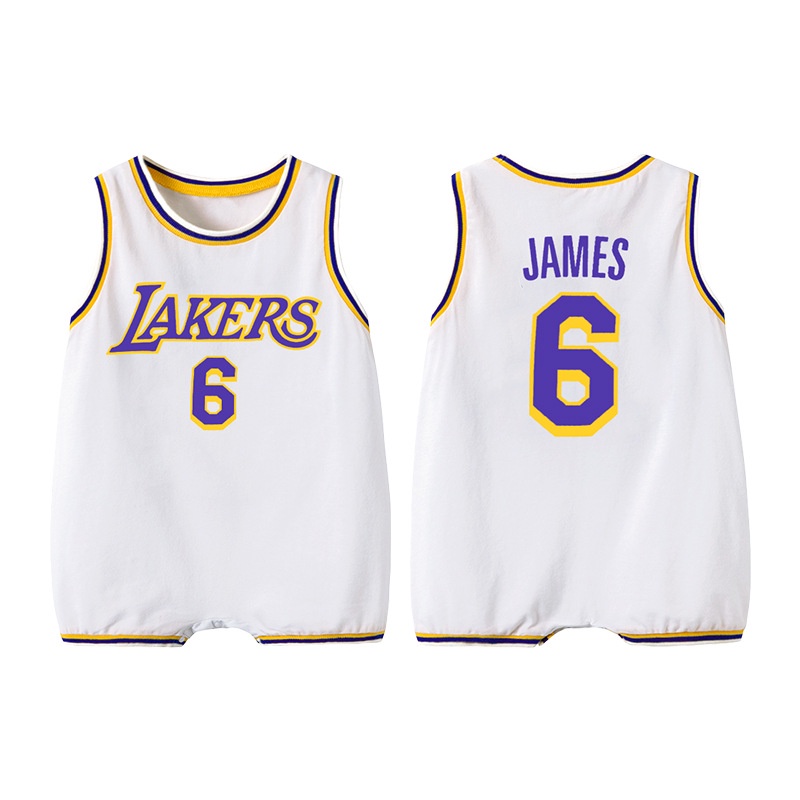 Basketball Them Romper Baby Boy Lakers No.6 Jersey Baby Romper for Boys