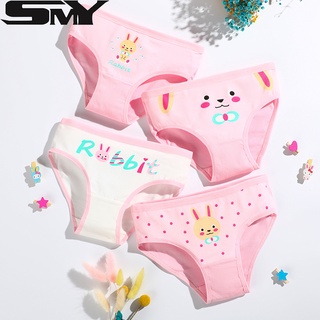 SMY】4PCS 2-12Years Baby Girl Underwear Cute Cartoon Children