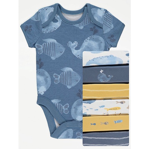 Original baby George Sea Life Print Bodysuits 7 Pack for newborn baby ...