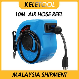 KELETOOL 1/4 10M 8x12mm Retractable Auto Rewind Air 260PSI Compressor Hose  Reel Wall Mount air hose reel compressor Retractable auto rewind air angin reel  wall