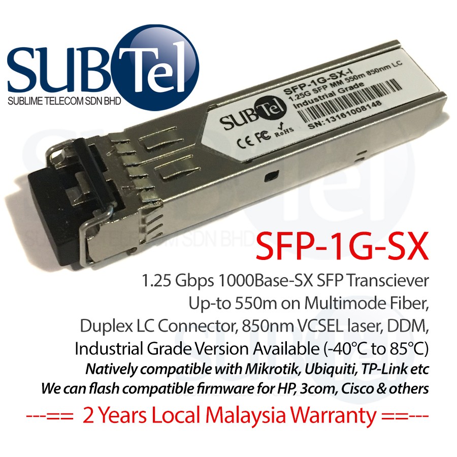 SUBTel SFP-1G-SX 1.25G 550m SFP Transceiver module 1310nm MultiMode ...