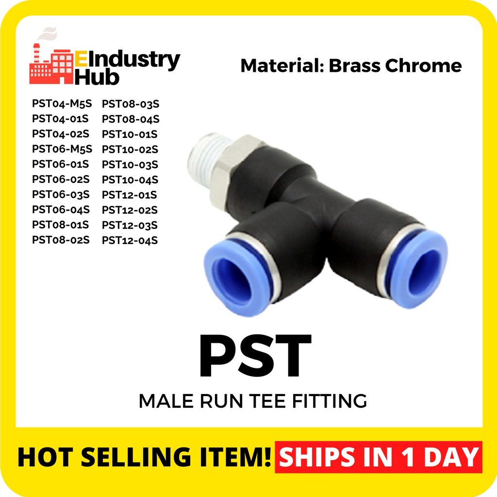 Pneumatic Brass Push in Fittings Male Run Tee Fittings - Air