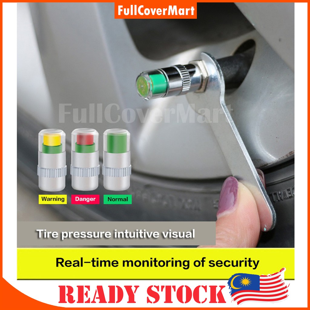 (CAR3) 4pcs Car Tire Tyre Alert air Pressure Gauge Valve Cap Monitor