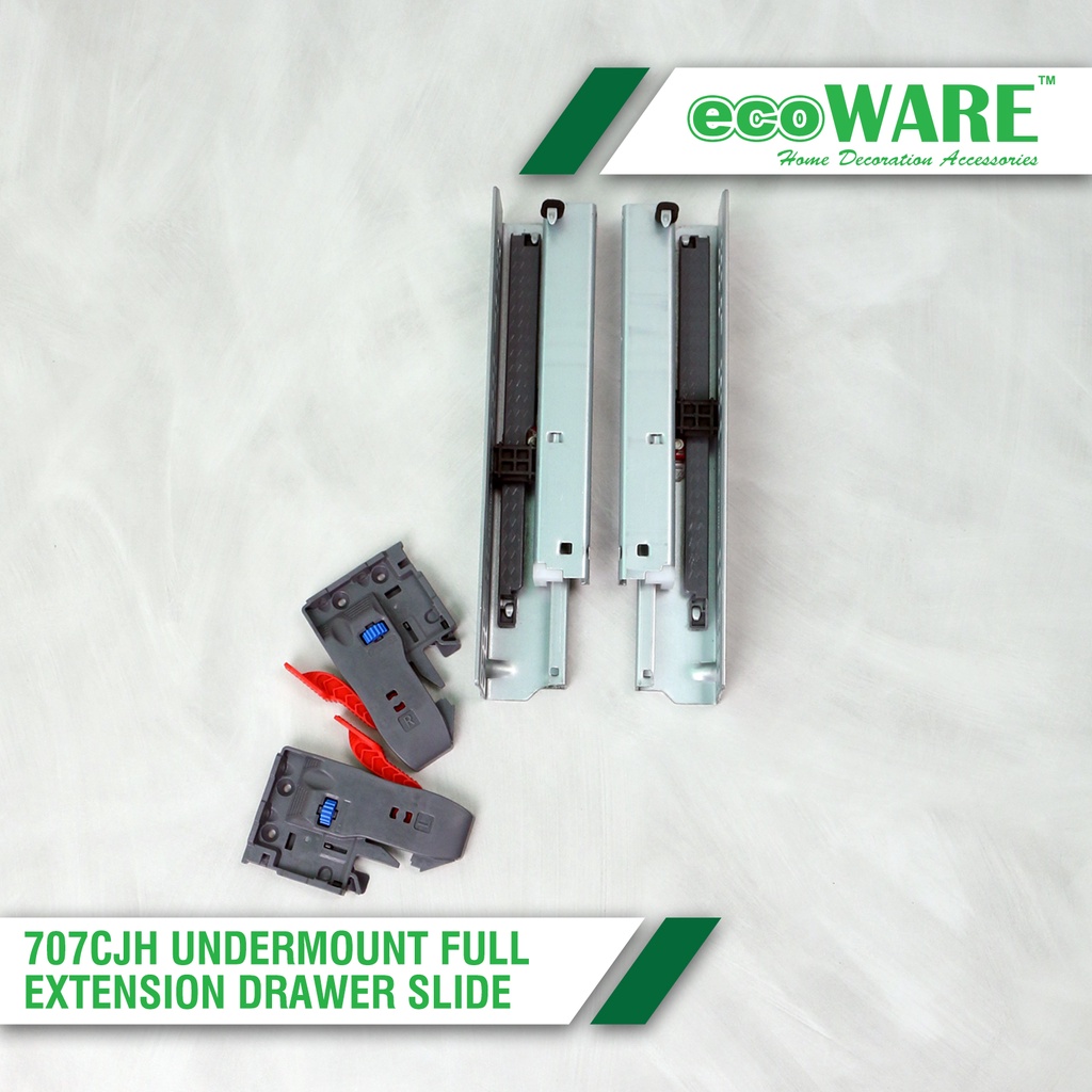 ecoWARE Hidden Drawer Slide Undermount Full Extension - Drawer Rail ...