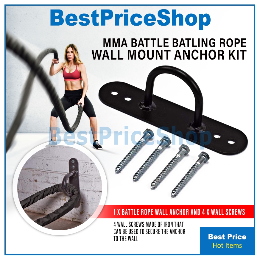 MMA Battle Battling Rope Wall Mount Anchor Kit Strap Ceiling Iron