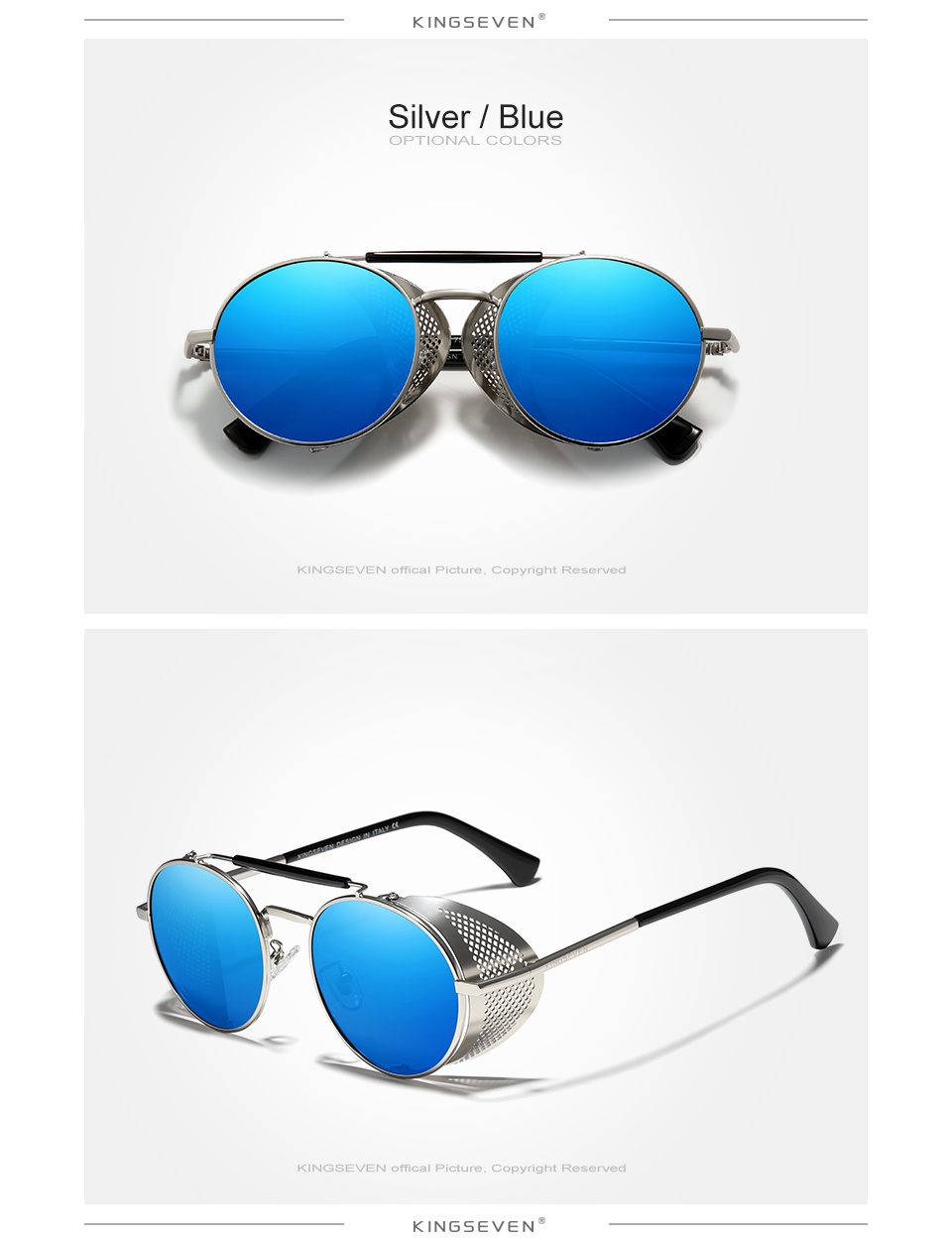 KINGSEVEN Retro Round Steampunk Sunglasses For Men Women Sun Glasses ...