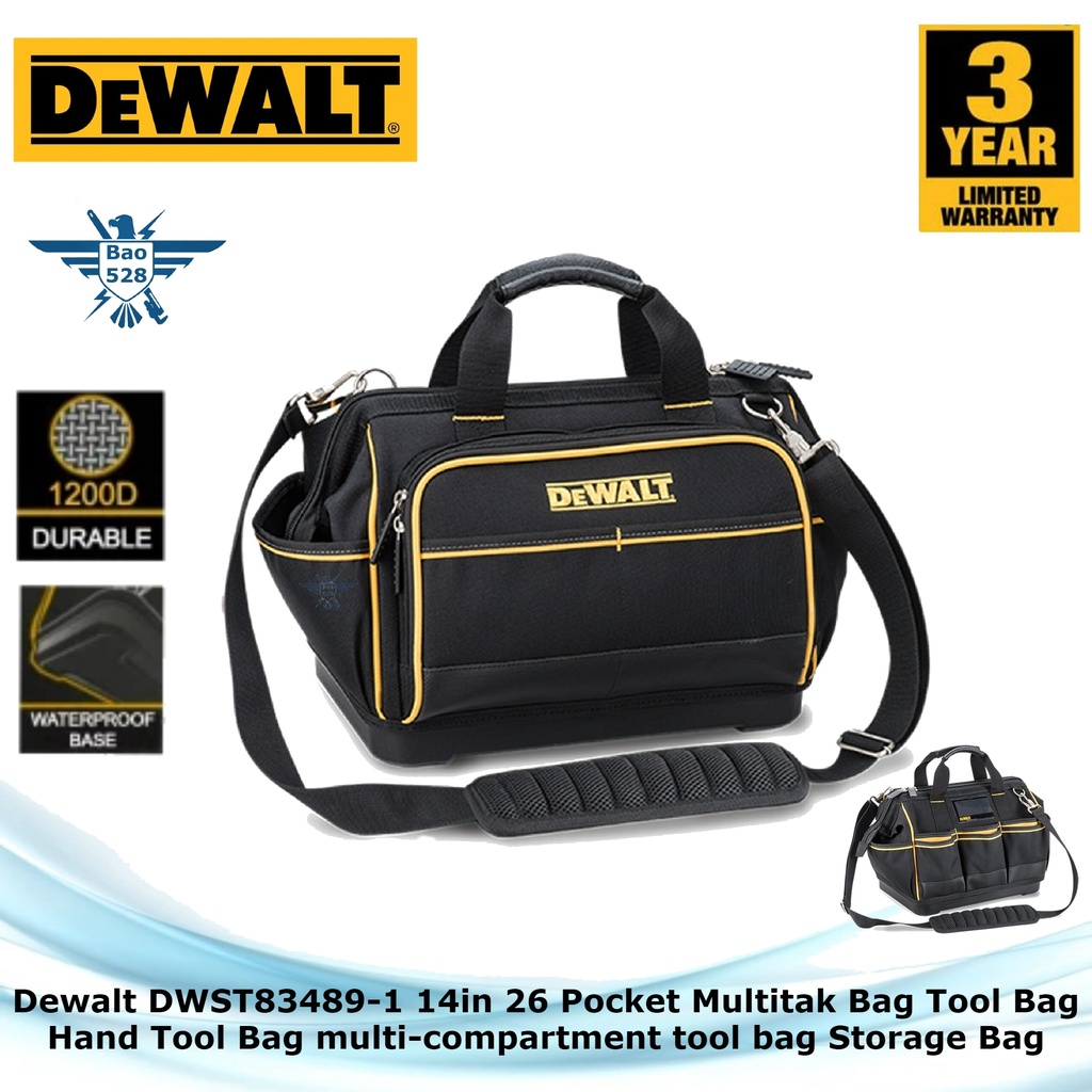 Dewalt DWST83489-1 14in 26 Pocket Multitak Bag Tool Bag Hand Tool Bag ...