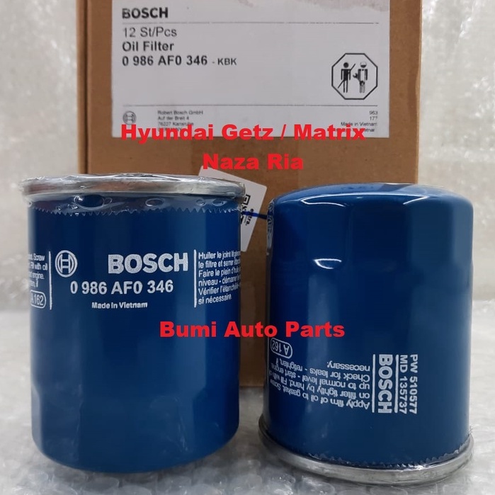 Bosch Oil Filter For Hyundai Geyz / Matrix / Naza Ria Original Oil Filter  Bosch