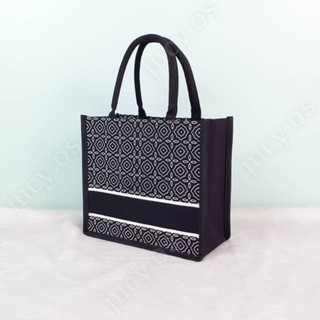 Lora KLCC Small Tote Bag Small Jute Bag Mini Jute Bag Black Laminated  Canvas Beg Tangan Wanita Tulis Nama