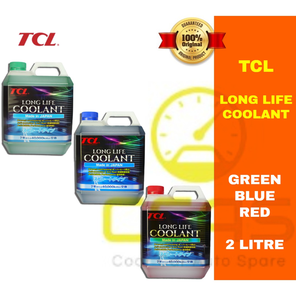 TCL Long Life Radiator Coolant Green Blue Red 2Litre Made in