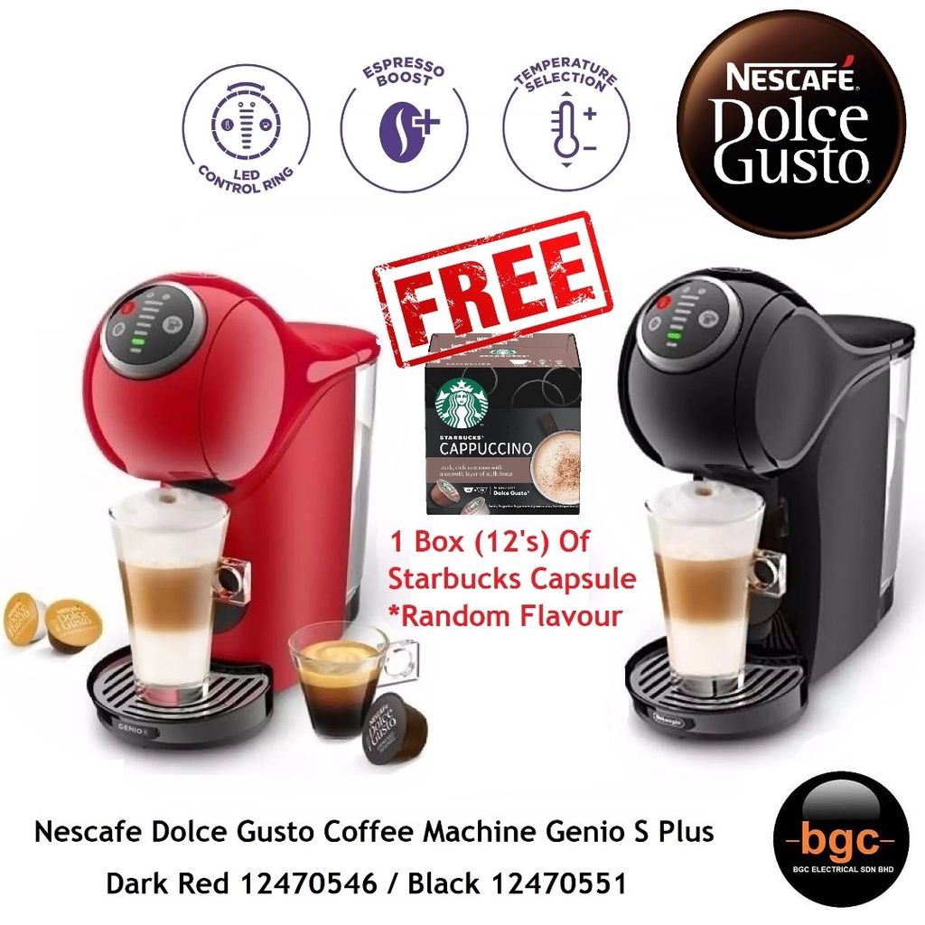 Nescafe Dolce Gusto Coffee Machine Genio S Plus Dark Red 12470546 Black 12470551 Shopee Malaysia 