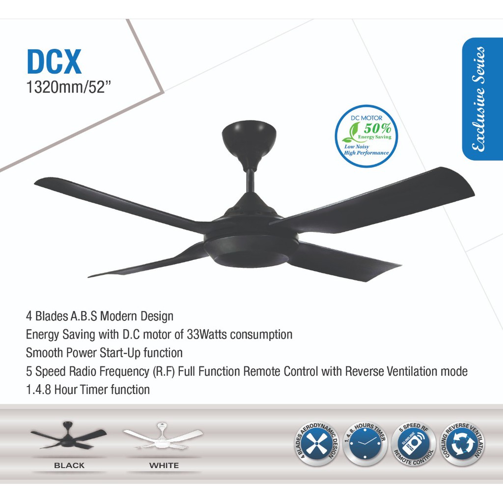 DEKA CEILING FAN DCX WITH REVERSE FUNCTION / DC HIGH SPEED MOTOR ...