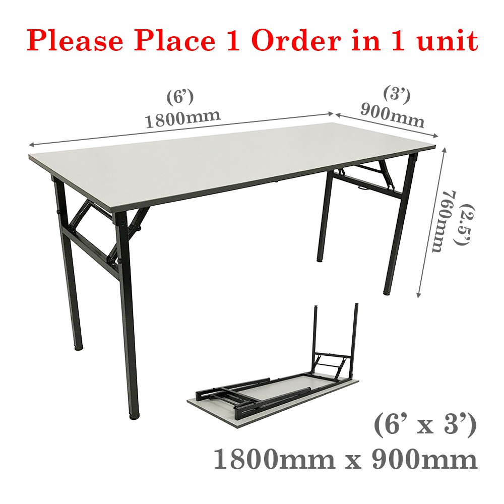 Banquet Table 6'x3' / Folding Table / Foldable Table / Training Table ...