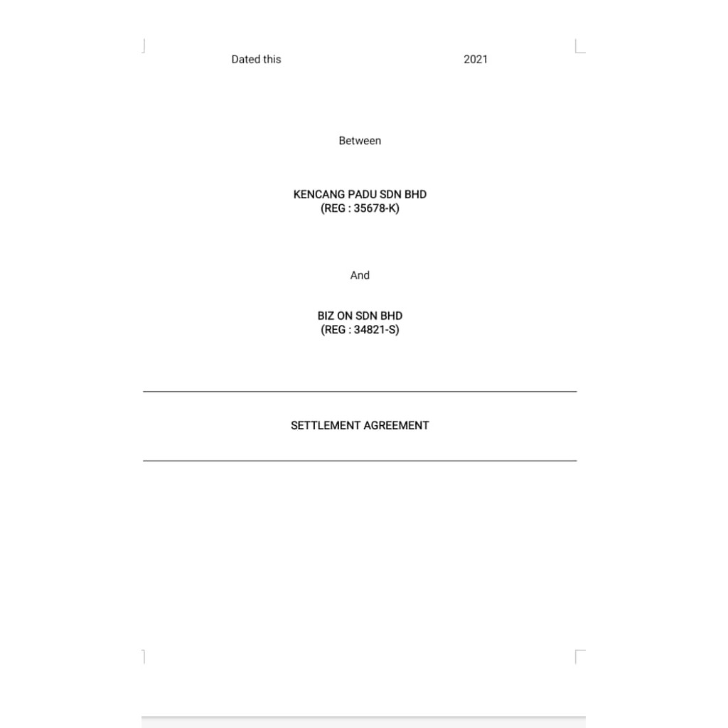 Settlement Agreement softcopy editable template | Shopee Malaysia