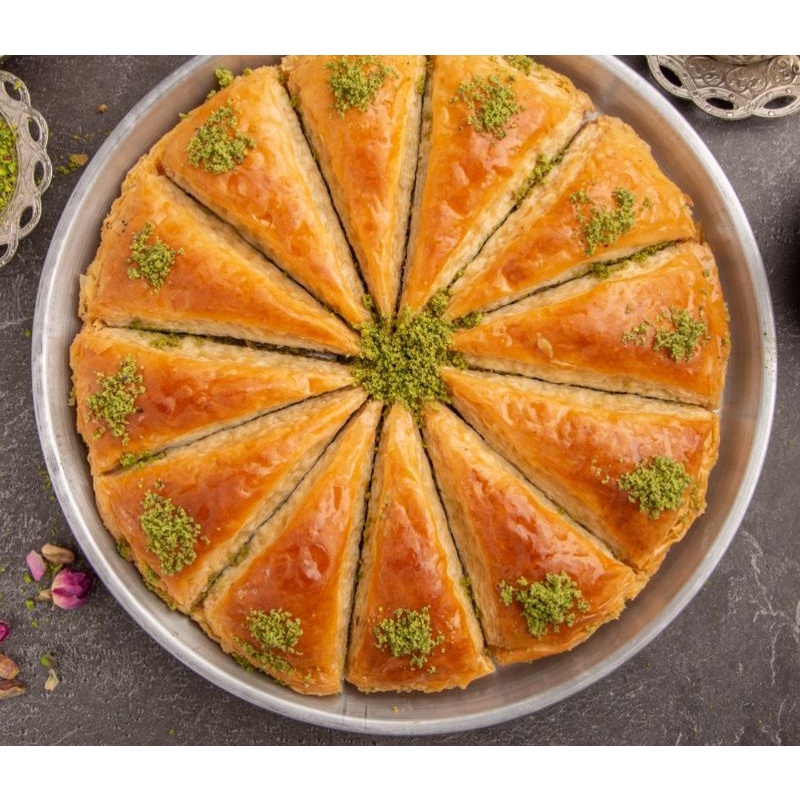 Turkish Baklava With Extra Pistachio - Triangle Baklava - Baklava Slice ...