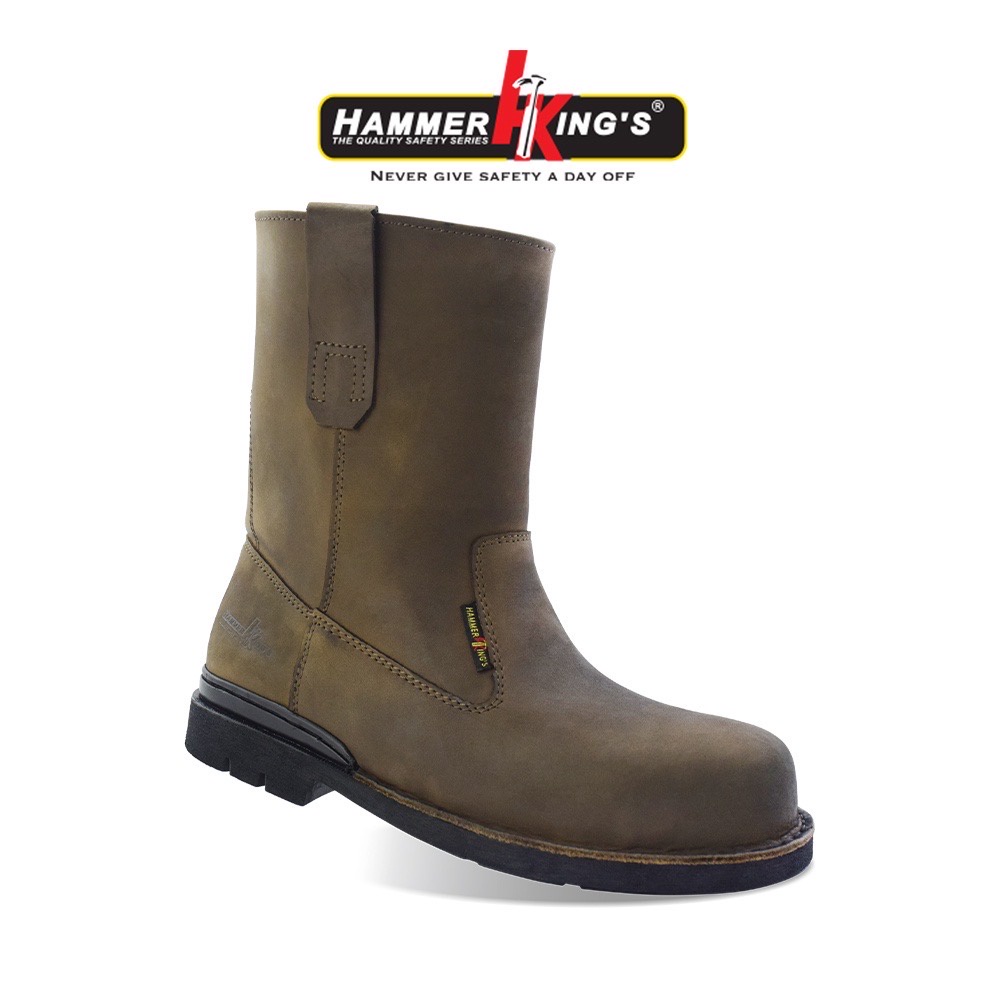 Hammer King's Safety Shoes Premium Model 13036 Khaki High-cut Pull-up ...