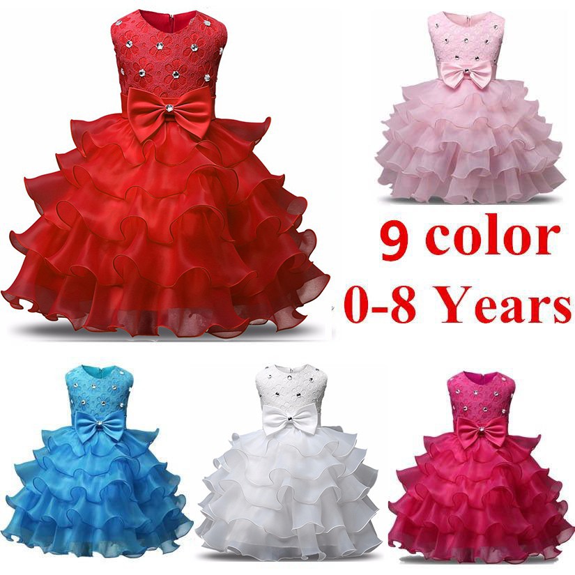 Baju Baby Girl Flower Girl Dress Princess Bow Children's Clothes Kids ...