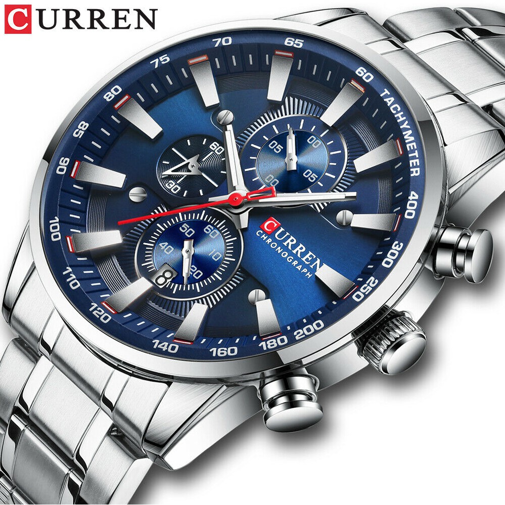 Curren Men s Luxury Military Chronograph Stainless Steel Waterproof Quartz Watch Shopee Malaysia