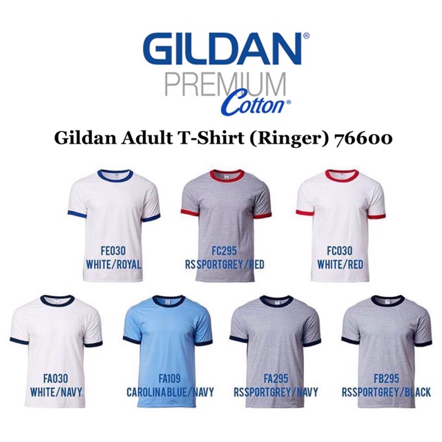 Gildan Adult Ringer 76600 T-Shirt ( Unisex ) | Shopee Malaysia