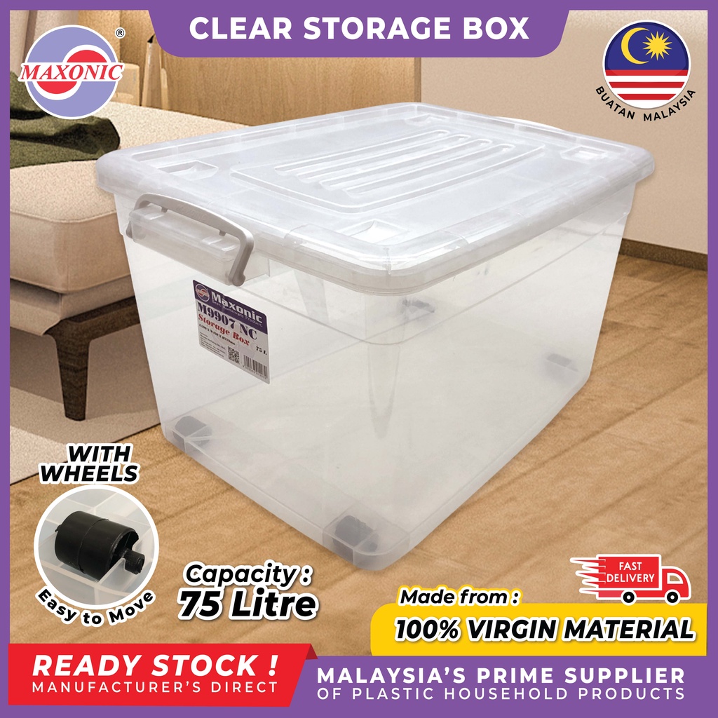MAXONIC 75L Clear Storage Box Container Organizer Shopee Malaysia