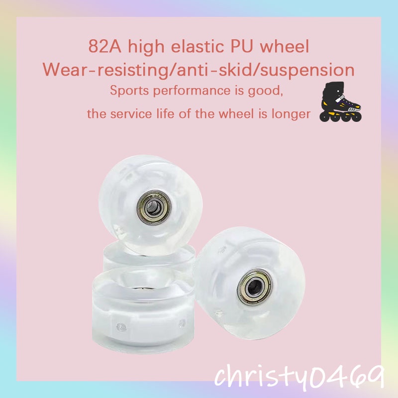 82A pu wheel Double row roller skates rubber wheels transparent rubber