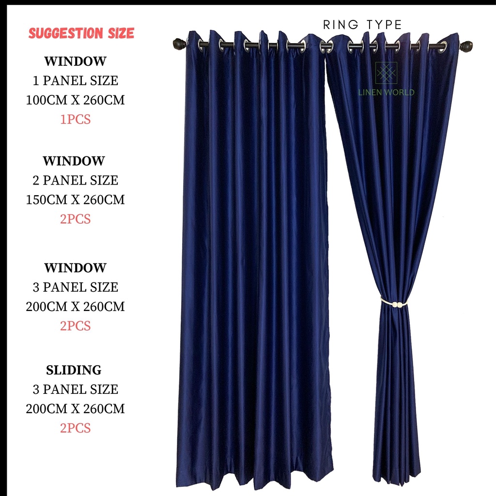 CNY SALE | Curtain Ready Made Curtain Warna Gold, Blue Kain Tebal ...