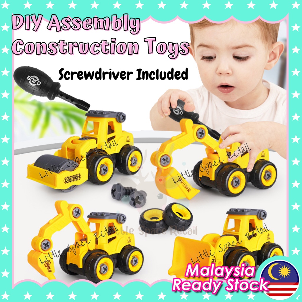 DIY Assembly Construction Truck Crane Lorry Truck Vehicle Kereta Kanak Kren Baby Toy