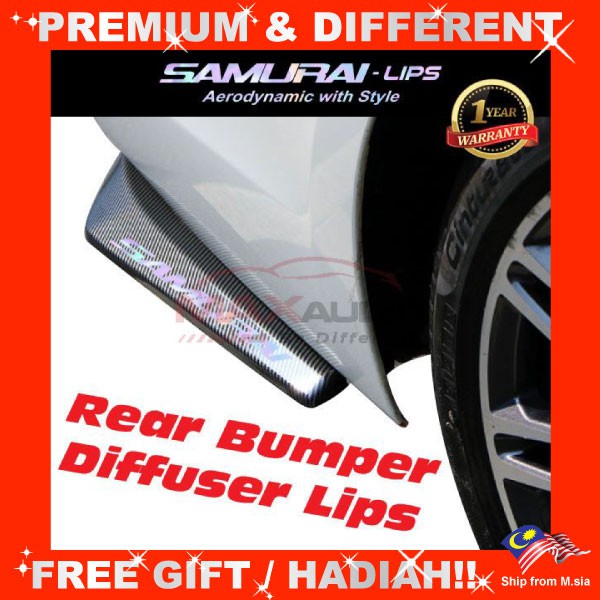 SAMURAI-LIPS Universal Rear Bumper Diffuser Skirt Wira Iswara Saga ...