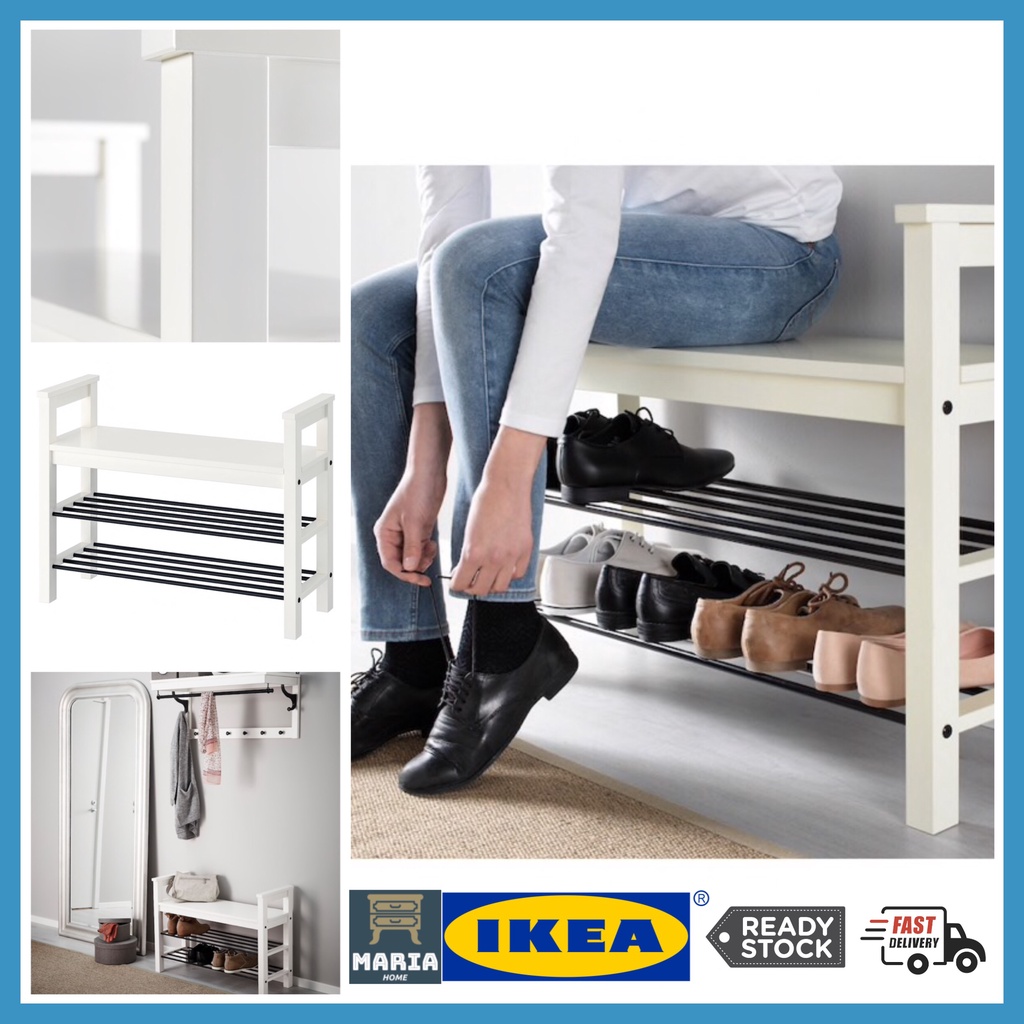 IKEA HEMNES Bench with Shoe Storage White 85x32x65cm Shopee Malaysia