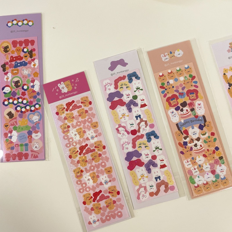 Bow rabbit rabbit series goo card sticker Korean ins hand account star ...
