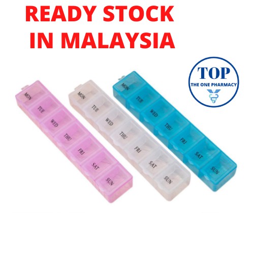 Ready Stock Weekly Pill Organizer 7 Days Pill Box Bekas Ubat Multipurpose Storage Plastic