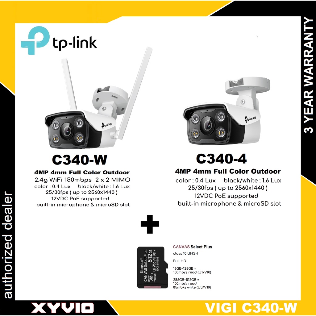 TP-LINK VIGI C340 4MP | C340-W 4MP 4mm Outdoor Security Camera with ...