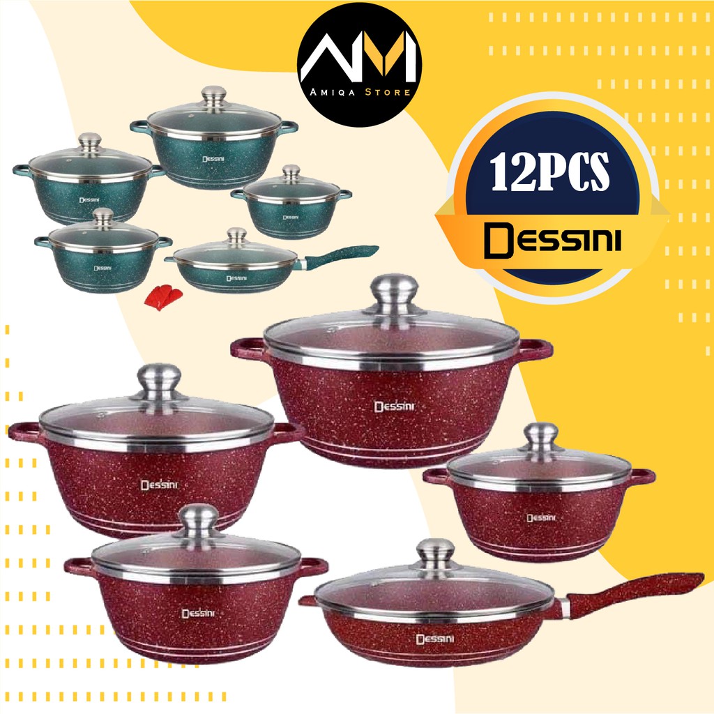 Premium Dessini Cookware Set (12PCS) Nonstick Cooking Pot Frying Pan