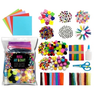 FUNZBO Arts and Crafts Supplies for Kids - 1200+ pcs Craft Supplies, Craft  Kits with Pipe Cleaners, Pom Poms for Crafts & Gloogly Eyes, Crafts for