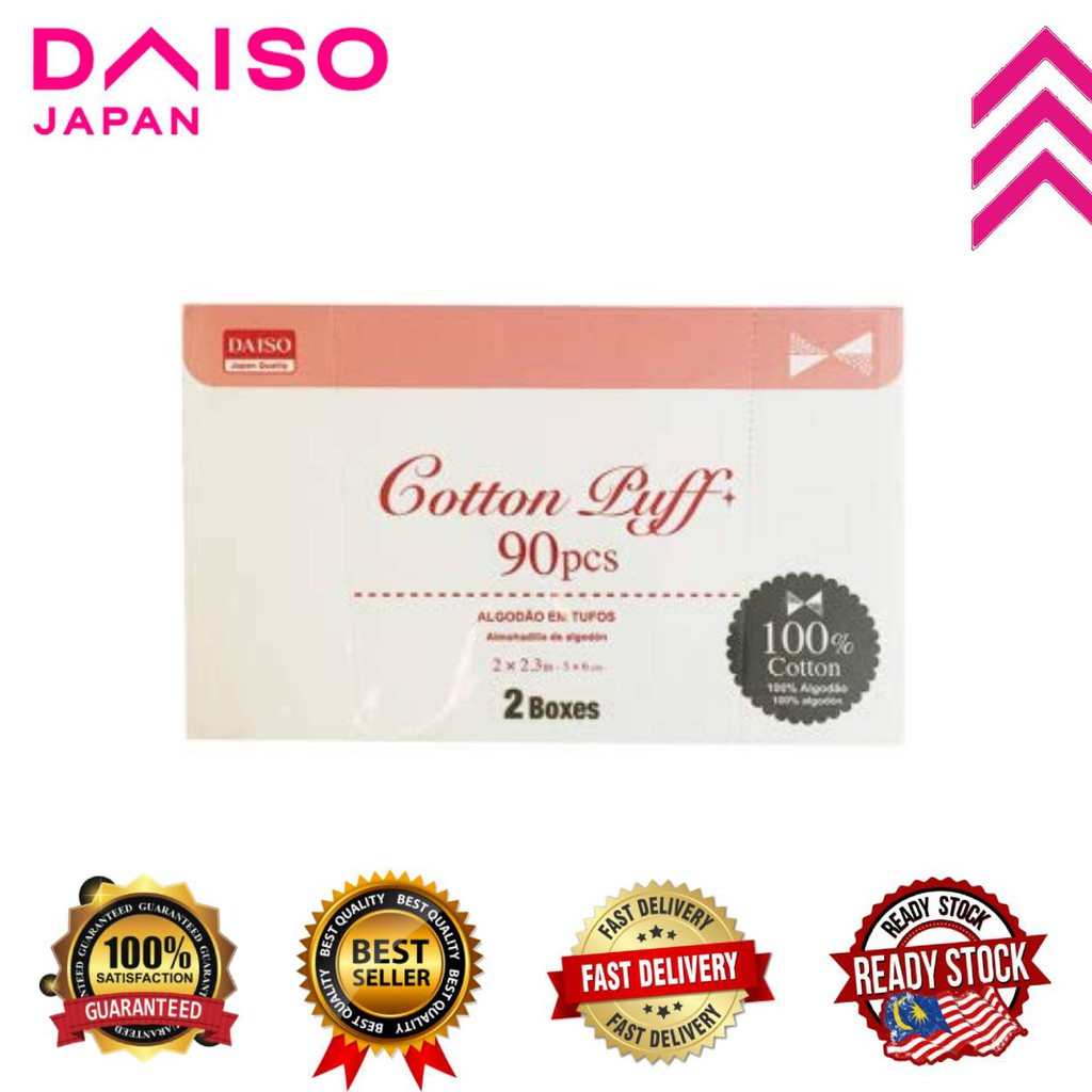 DAISO Cotton Puff 90PCS 100%Cotton 90pcs x 2 Boxes (New Packaging ...