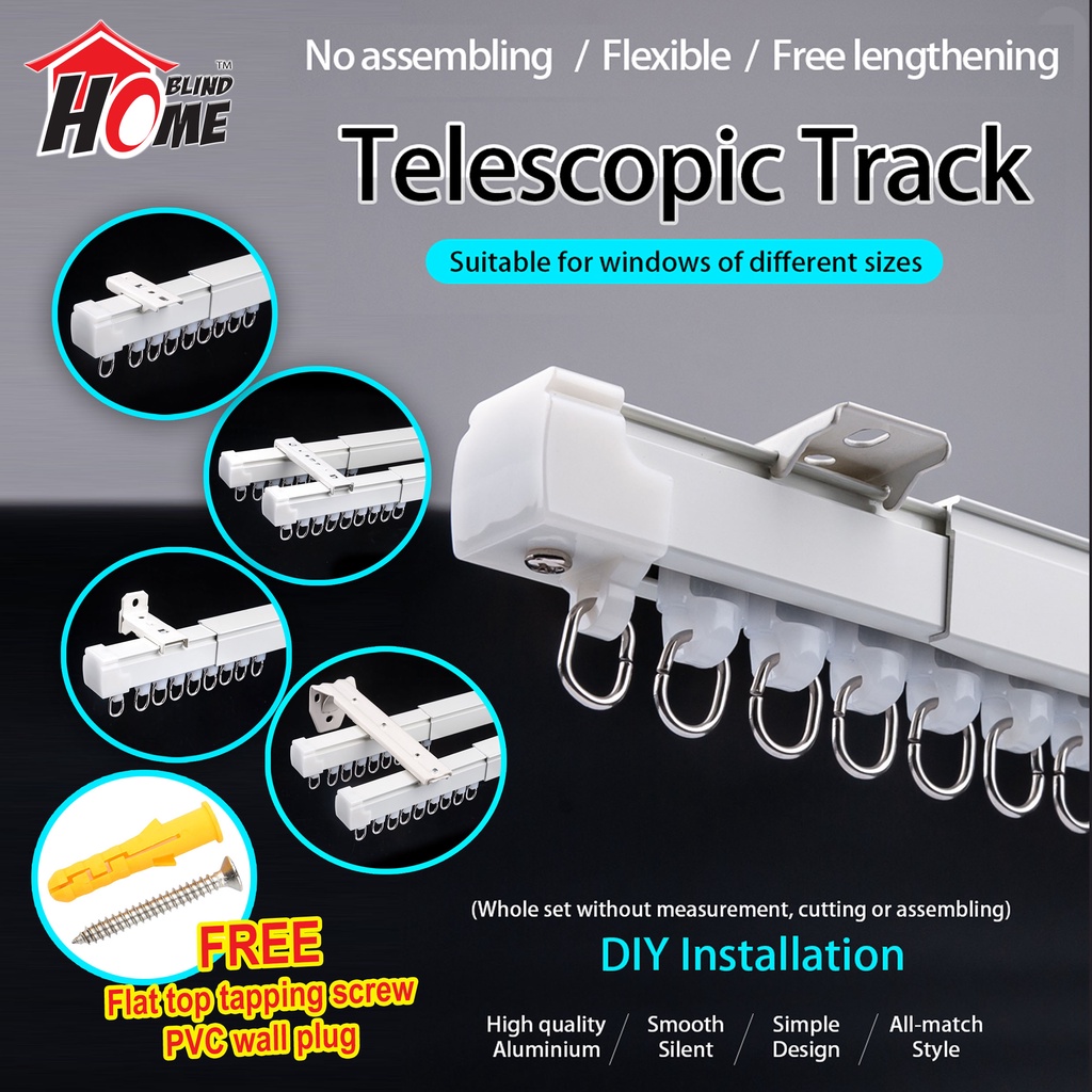 HomeBlind] Telescopic Track / Adjustable Curtain Rail / Railing  AluminiumLangsir Boleh Melaraskan