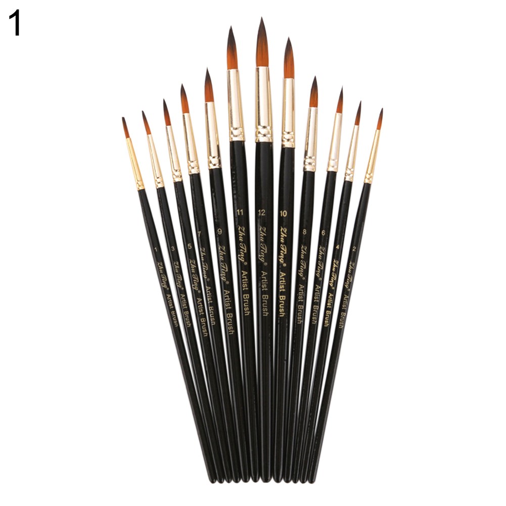 Jula 12pcs Set Professional Artist Paint Brush Acrylic Watercolor Oil 