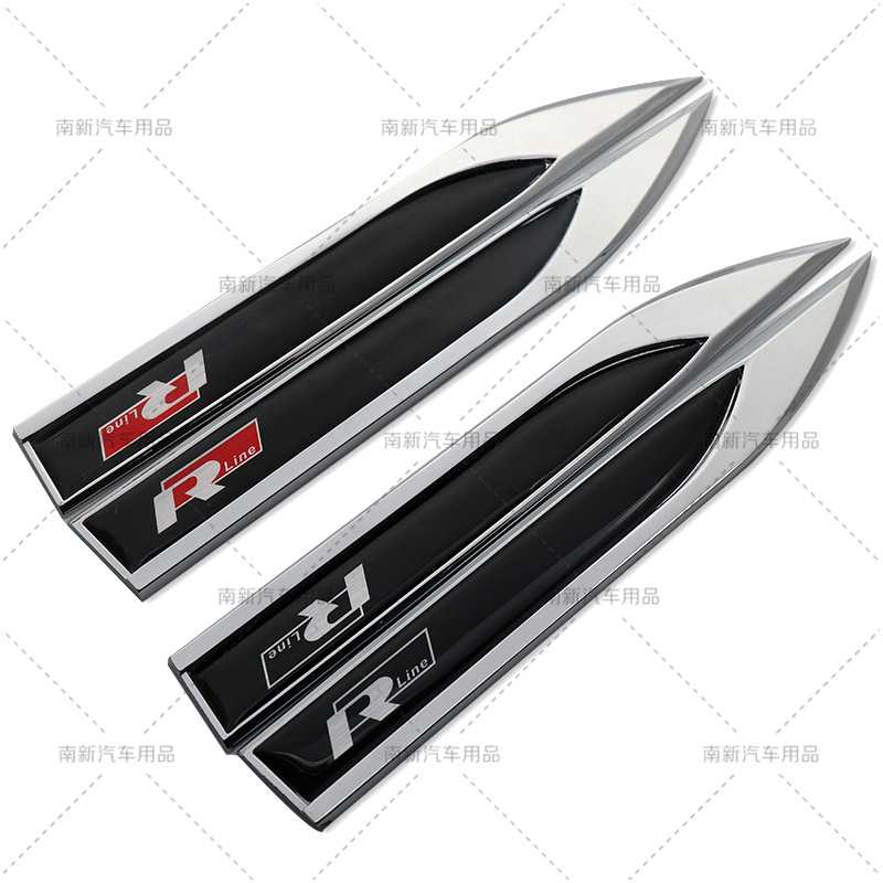 2pcs GTI Rline R line Metal Car Side Sticker Auto Rear Emblem Badge ...