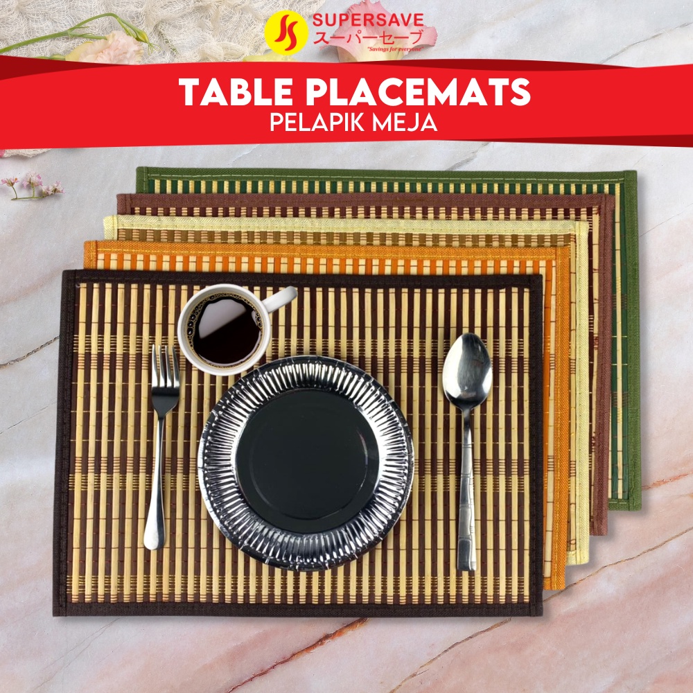 SUPERSAVE Bamboo Tablemat PVC Mat Coaster Table Heat Resistance Place