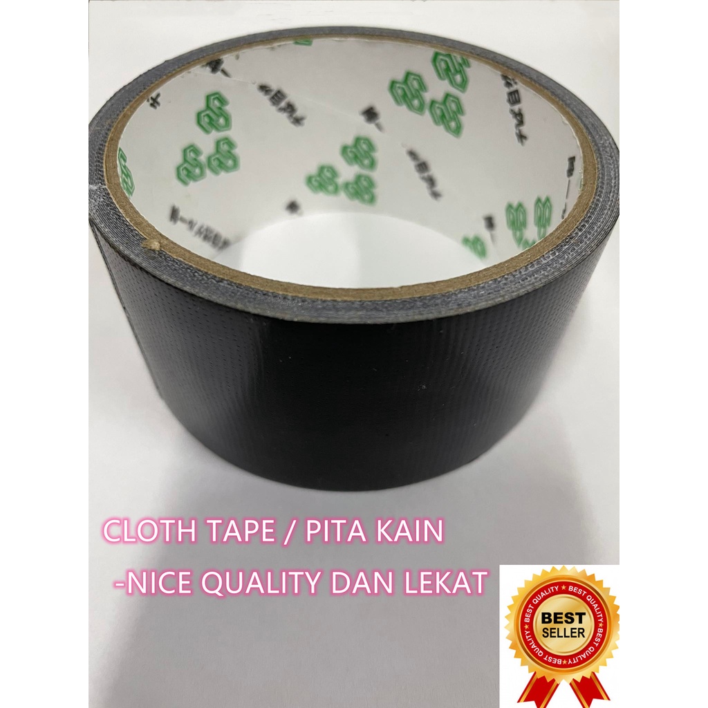 44mm Waterproof PELEKAT PITA KAIN BLACK TAPE CLOTH MASKING TAPE BLACK