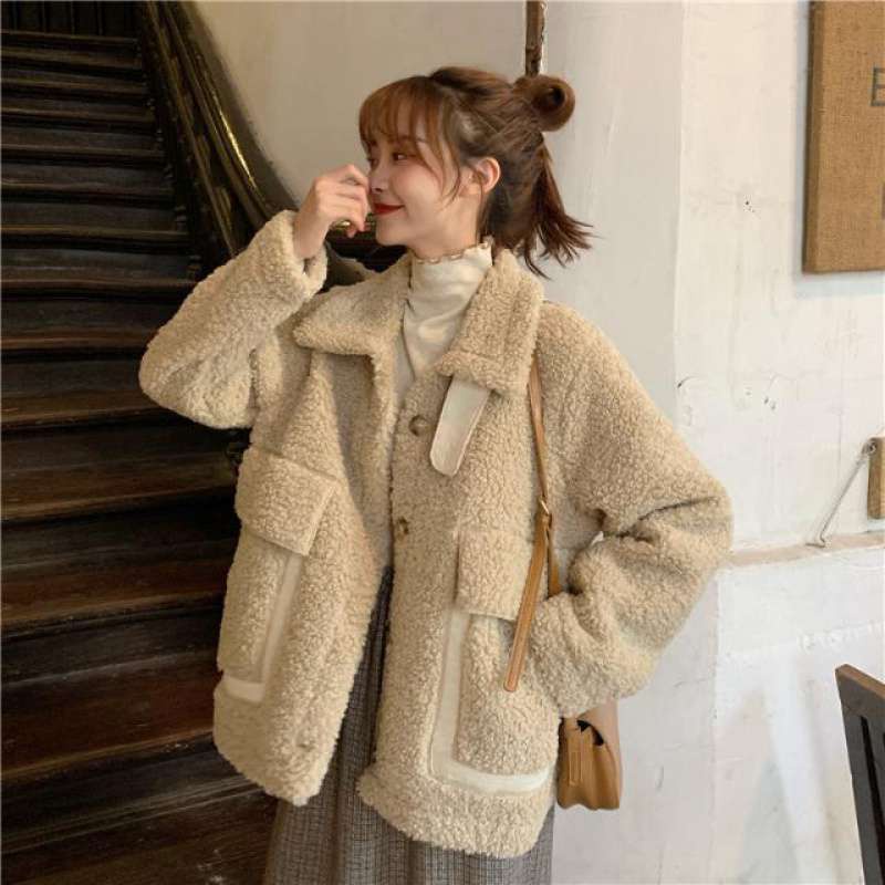 Korean Version of Thick Raccoon Fur Women's Coat Autumn and Winter Fashion Look Thin Woven Jacket