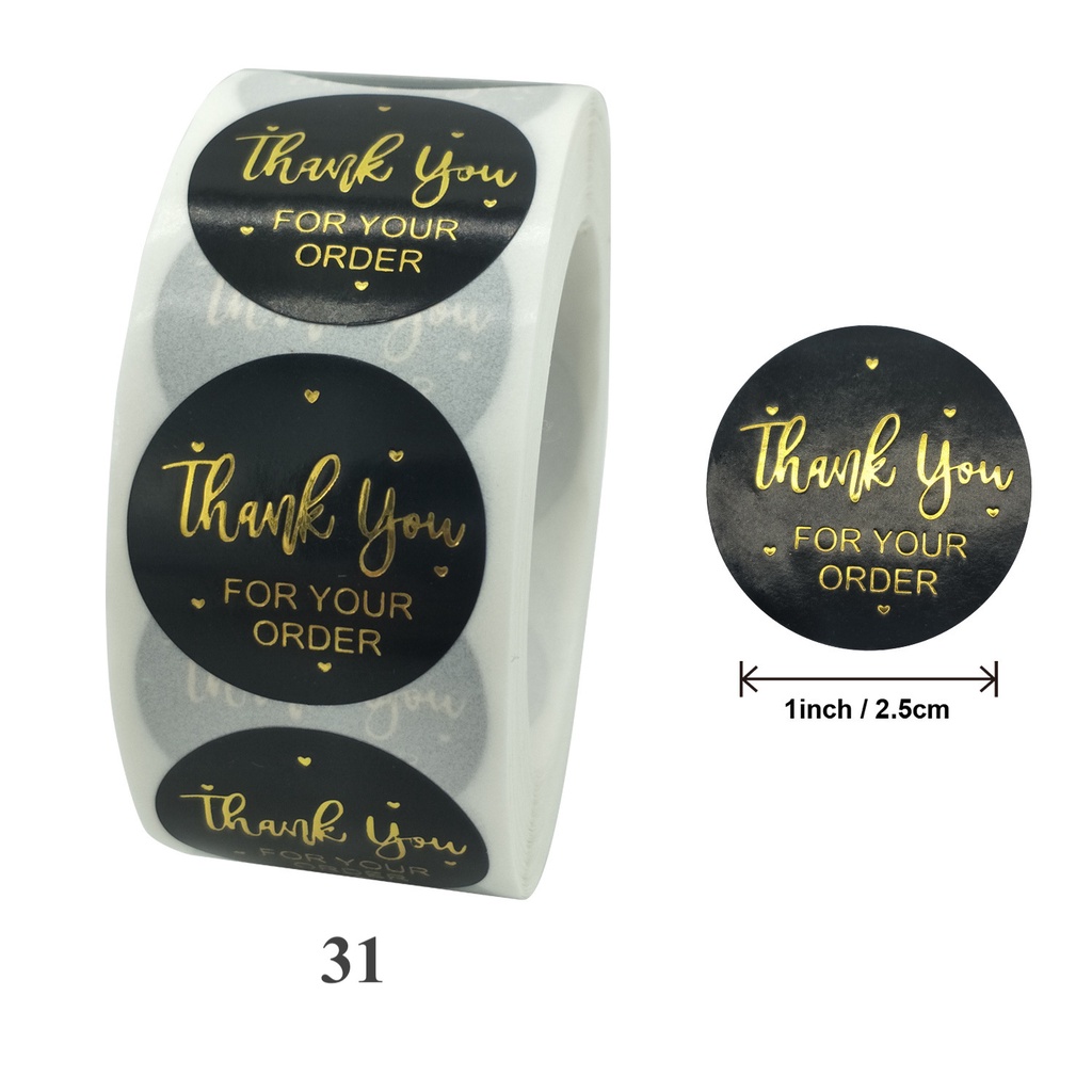 500pcs Thank You Sticker Sticker Terima Kasih Seal Label Gold Silver ...