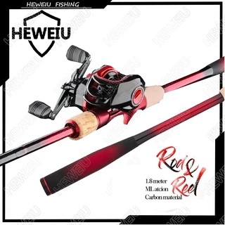 Sougayilang Fishing Rod and Reel Combo 2 Pieces M/MH Fishing Pole with Baitcasting Reel Set Baitcaster Combo, Size: 6′9′′Rod and Left Hand Reel, Red