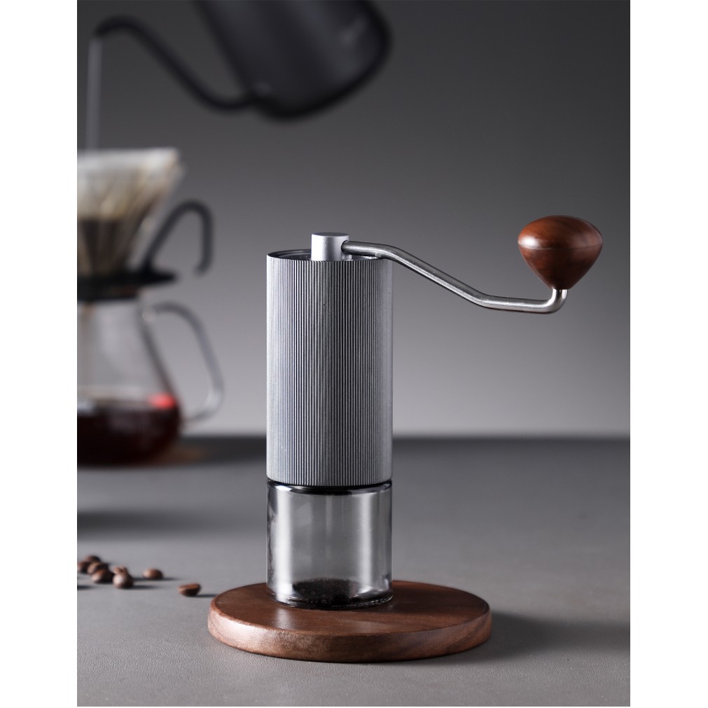 New Hero Walnut Accurate Consistent Hand Coffee grinder Dual bearing